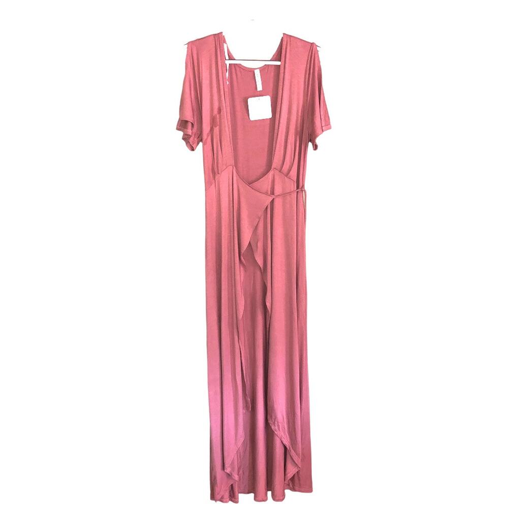 NWT Emerald Women's Wrap Tie Front Maxi Dress Size Small Old Rose/Pink